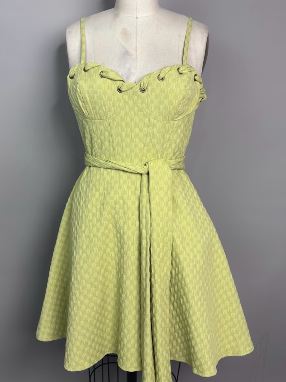 BCX Women’s Flared Green Textured Corset Dress NWT size Medium